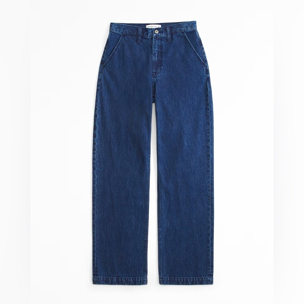 ABERCROMBIE & FITCH Women’s Loose Trouser High Rise Dark Wash Jeans EUC 27 / 4 S